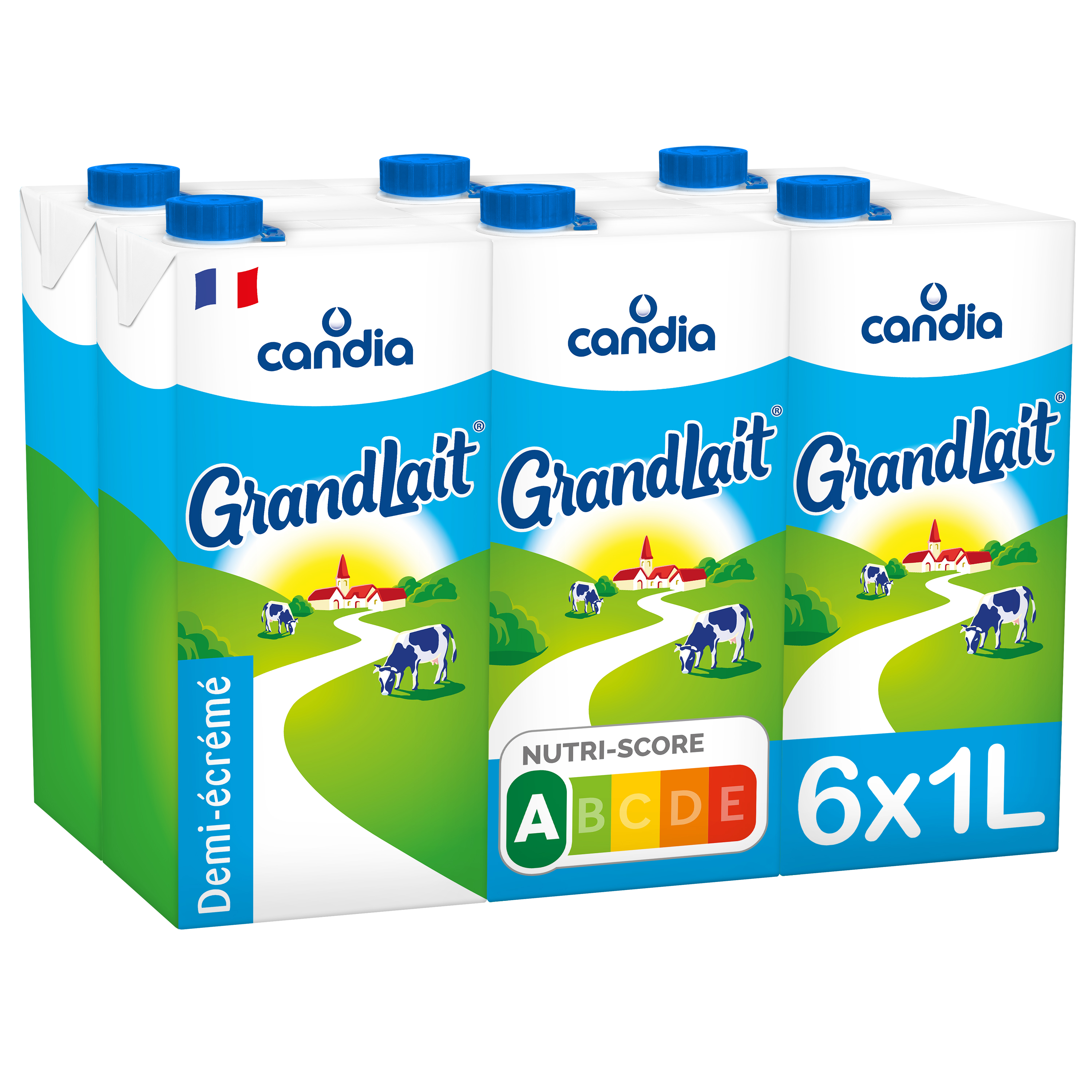 Livraison à domicile Candia Grand Lait Bio Demi-écrémé, 6x1L