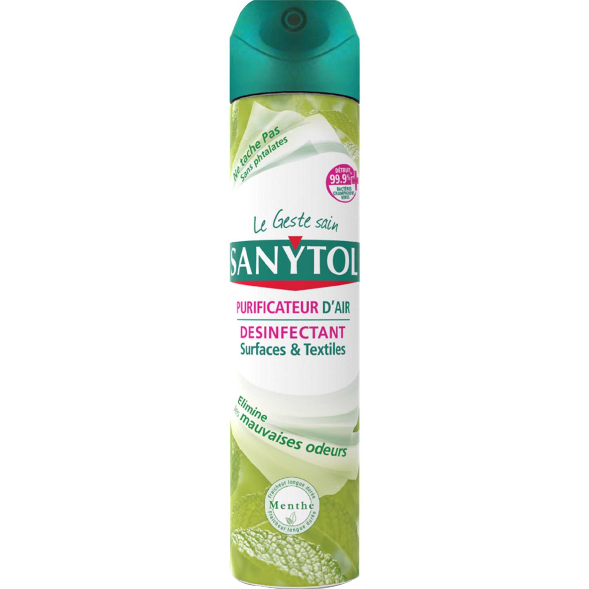SANYTOL Spray purificateur d'air & désinfectant surfaces et textiles menthe  300ml pas cher 