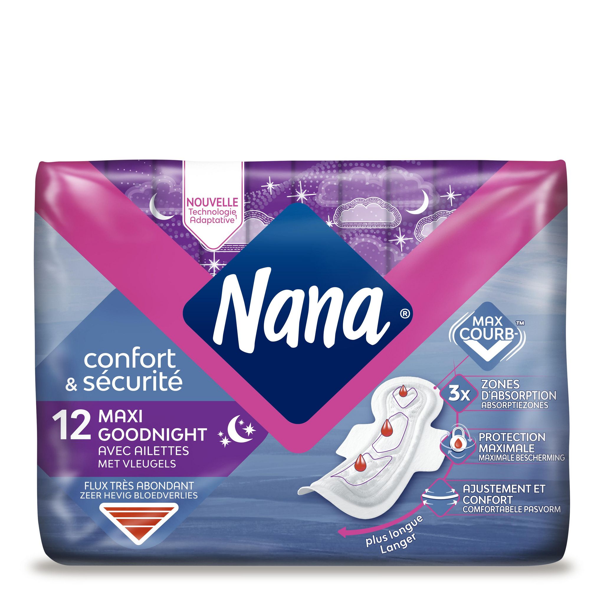 SERVIETTES HYGIÉNIQUES NANA EXTRA PROTECTION ULTRA SANS AILETTES