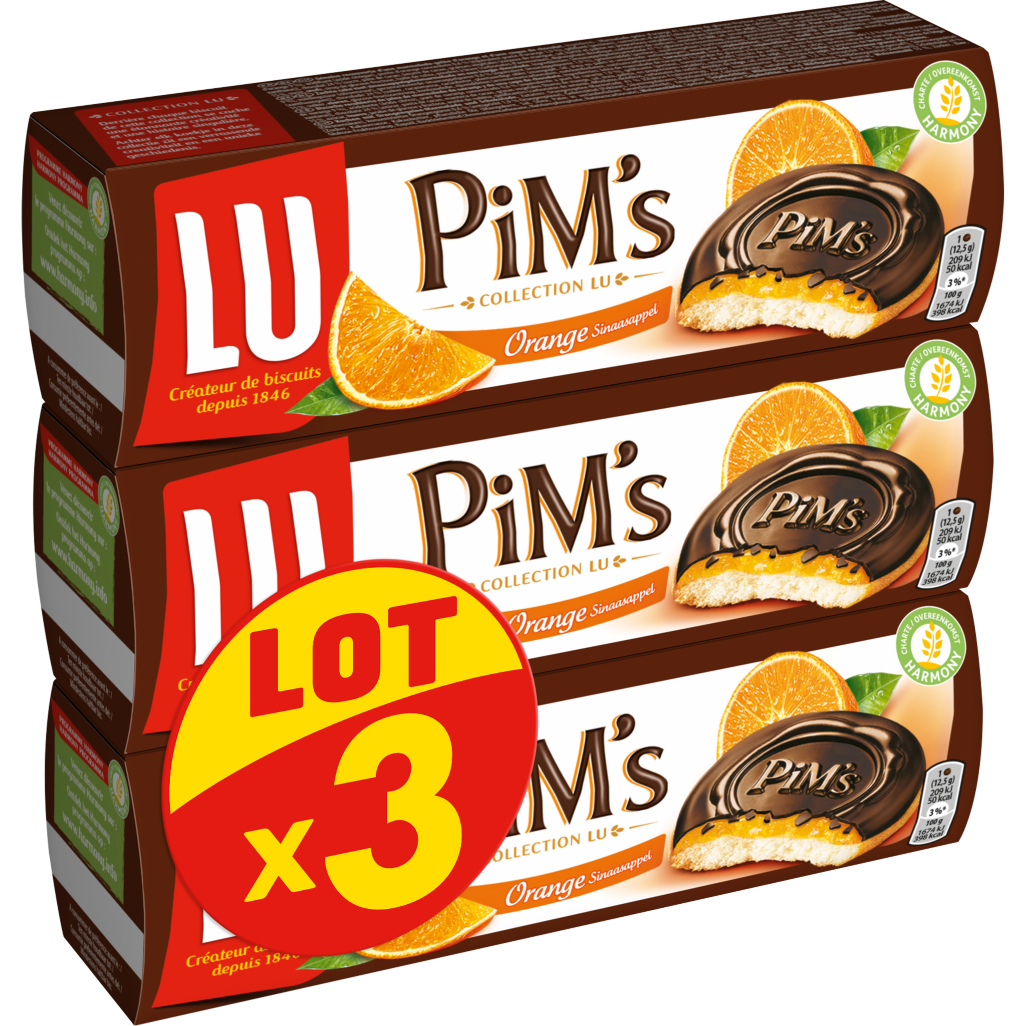 PIM'S Génoise recouverte marmelade d'orange et coque de chocolat 3x150g pas  cher 