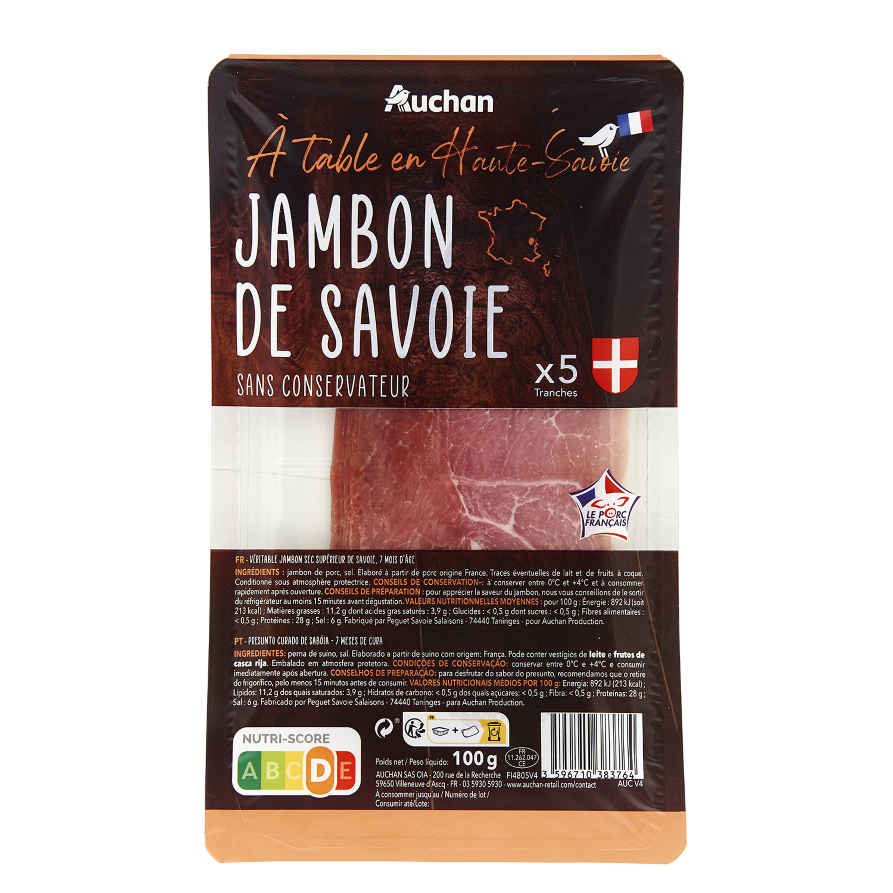 Jambon cru entier sans conservateur (de Savoie)