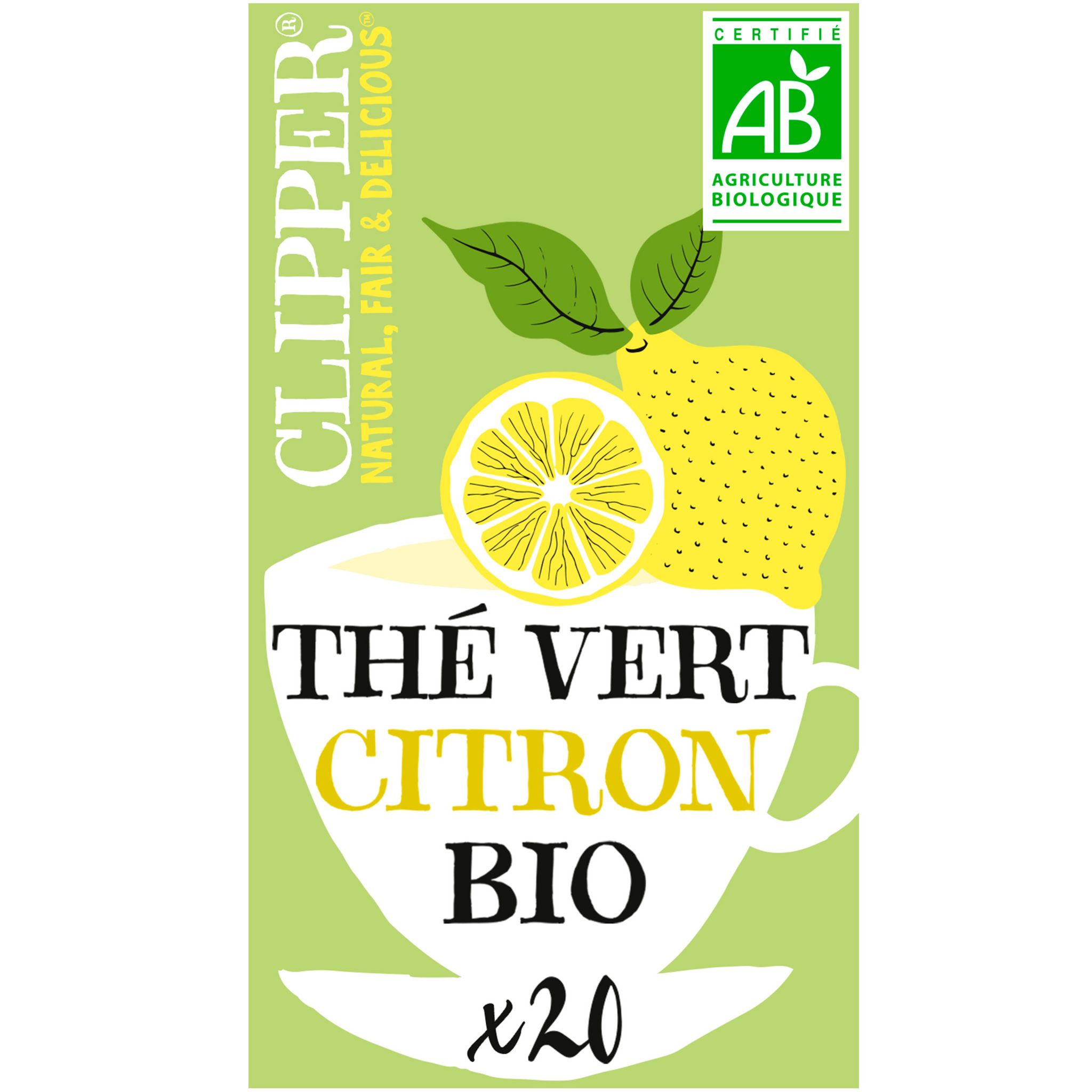 CLIPPER Thé vert citron bio Fabulous 20 sachets 35g pas cher 