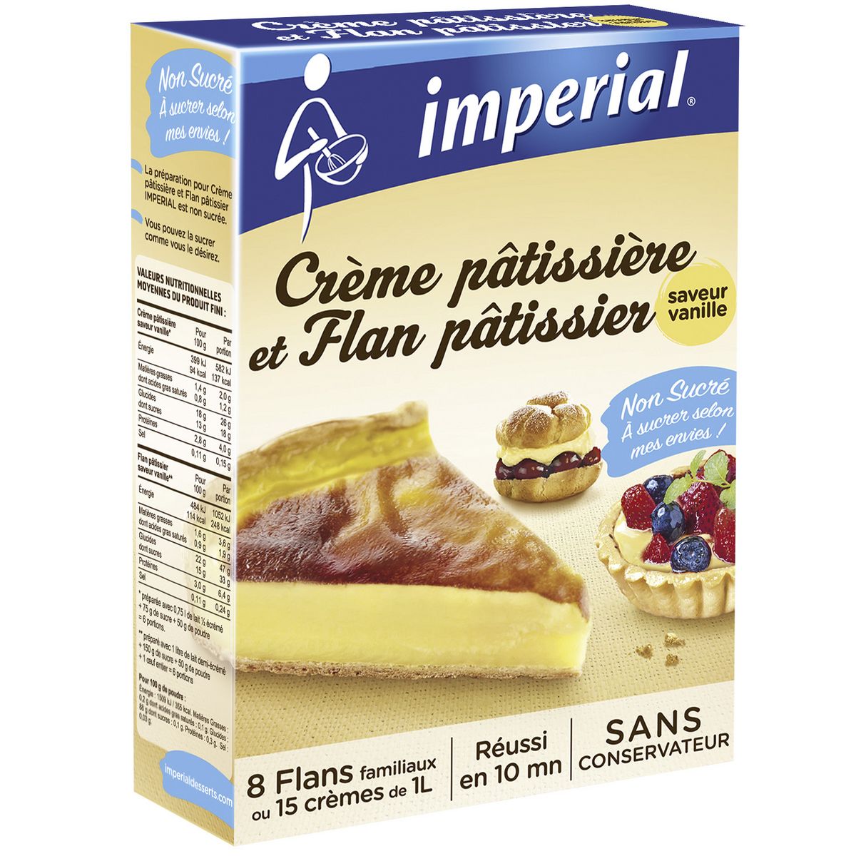 IMPERIAL PUDDING Préparation pour crème pâtissière et flan pâtissier  vanille 800g pas cher 
