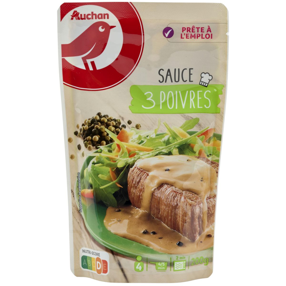 AUCHAN Sauce 3 poivres sachet 200g pas cher 