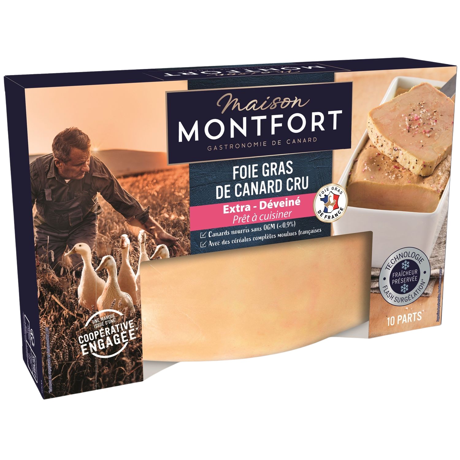 Foie gras de canard cru MAISON MONTFORT : le foie gras de 650g à