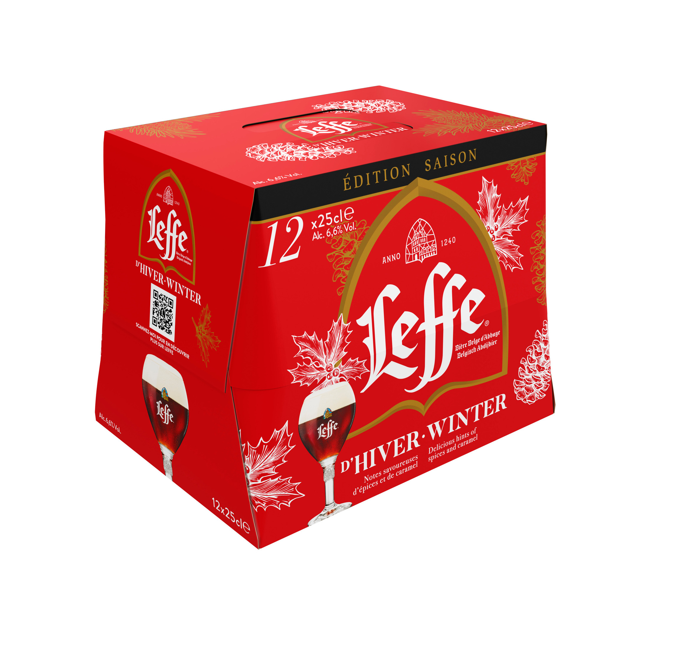 LEFFE Bière de Noël ambrée 6,6% bouteilles 12x25cl pas cher 