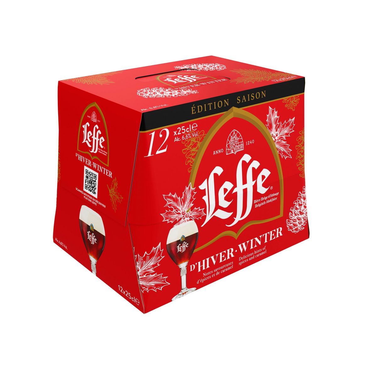 LEFFE Bière de Noël ambrée 6,6% bouteilles 12x25cl pas cher