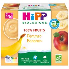 HIPP Petit pot dessert pommes bananes bio dès 4 mois 4x100g