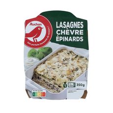 AUCHAN Lasagnes au chèvre et aux épinards sans couverts 1 portion 350g