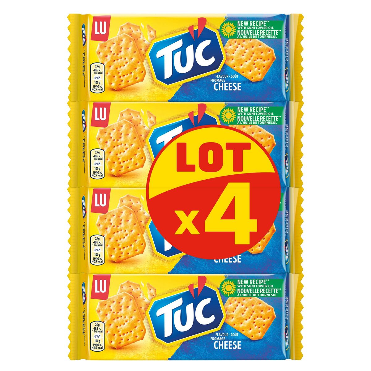 TUC Crackers salés goût fromage lot de 4 4x100g