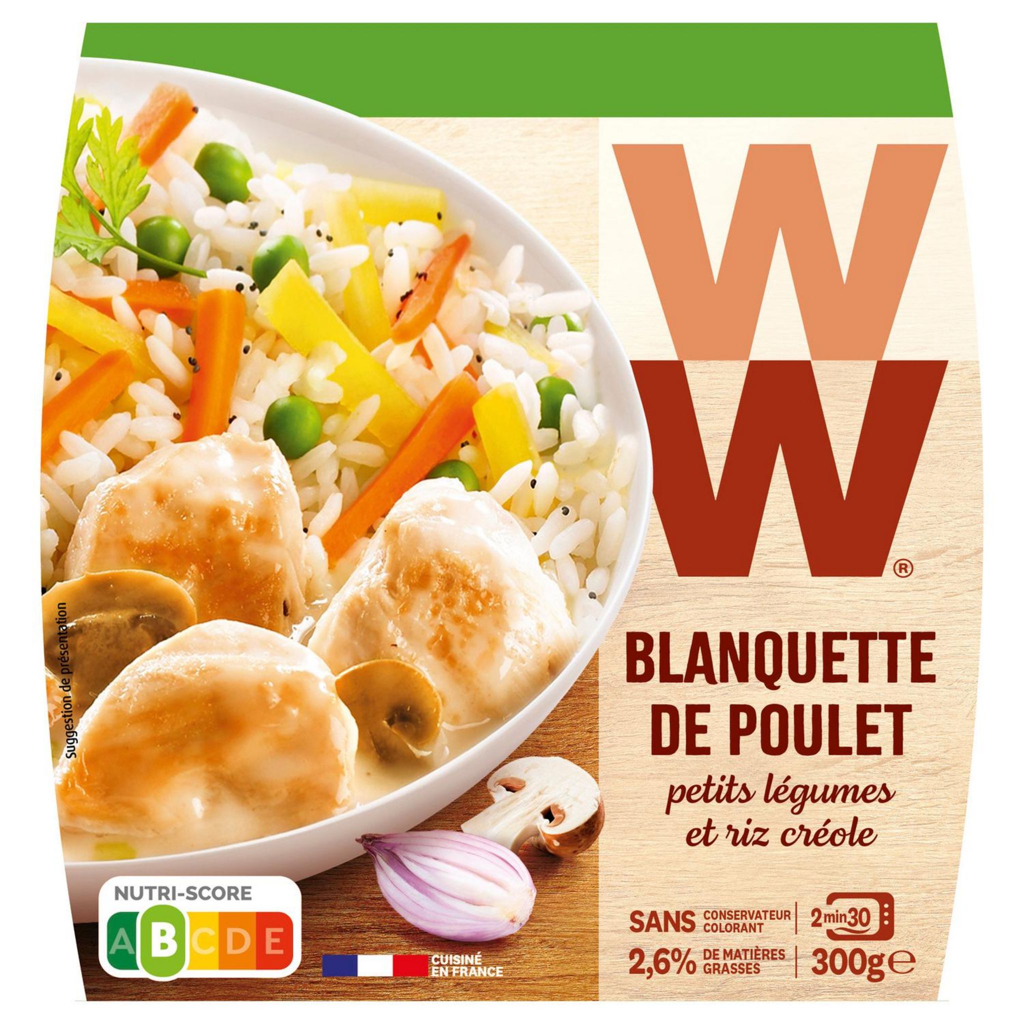 Blanquette poulet petits légumes riz créole, Weight Watchers (300 g)