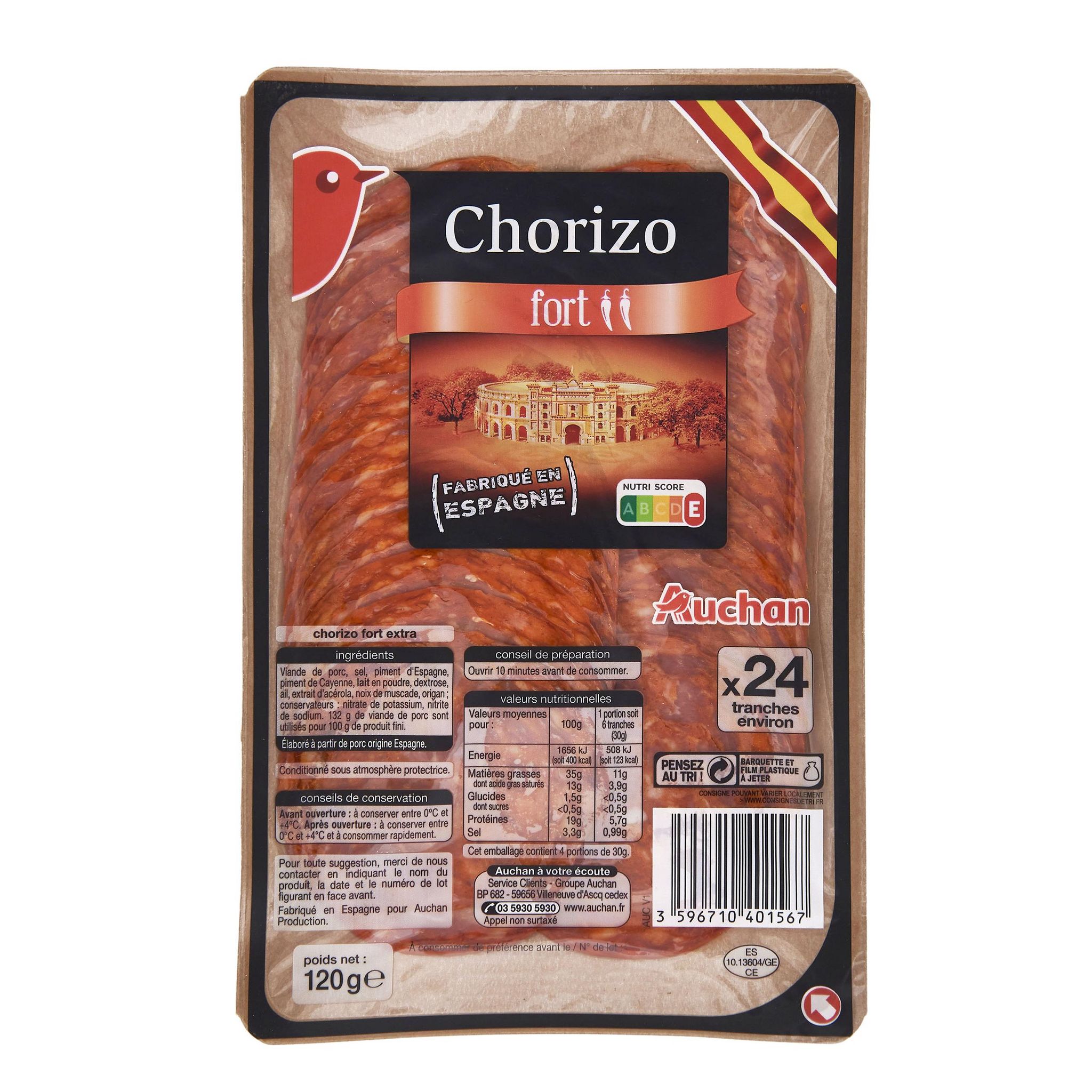 Chorizo tranché surgelé