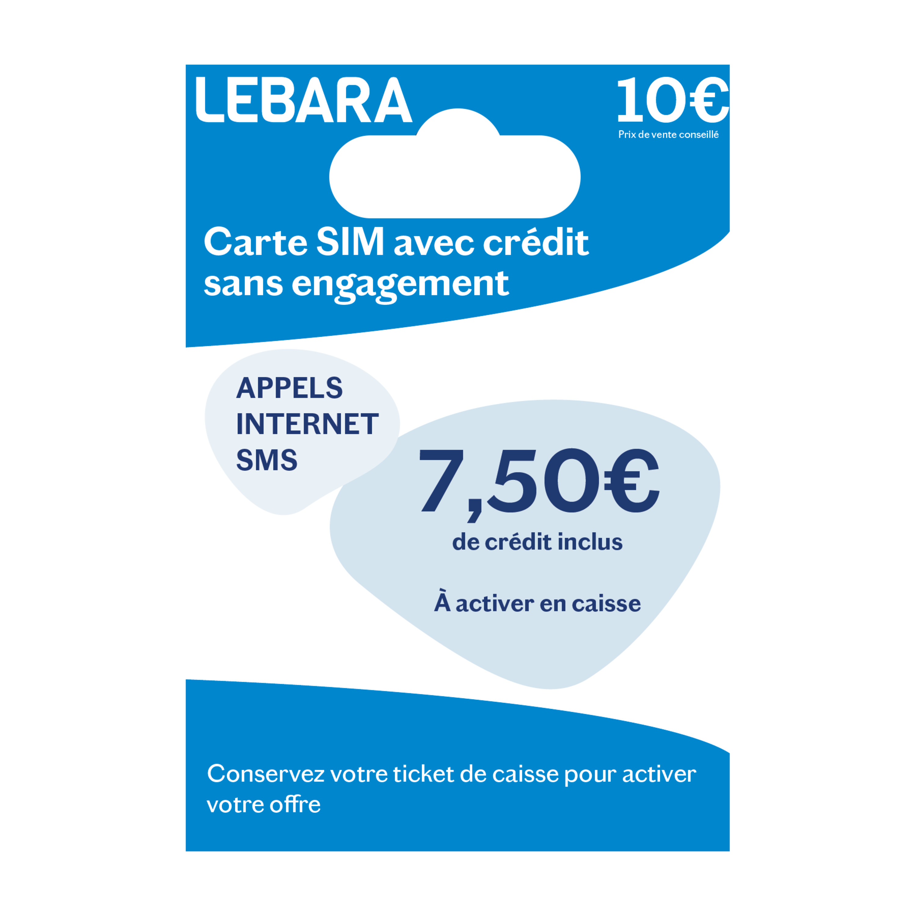 Carte SIM Prépayée Lebara Sans Crédit Inclus