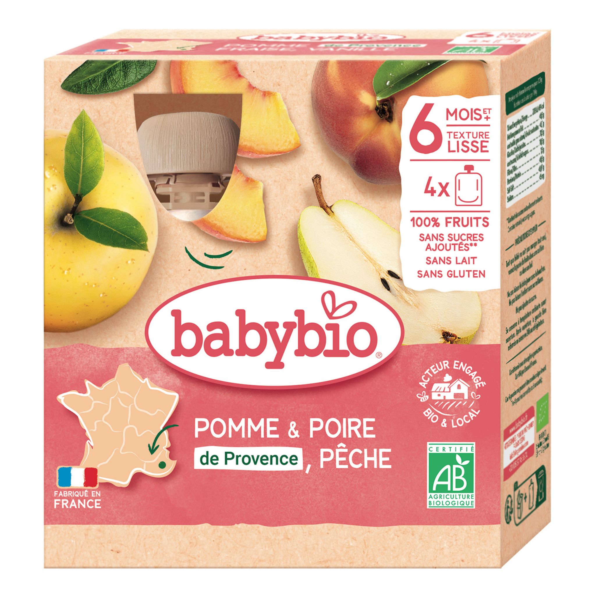 Compote bébé dès 4-6 mois offre diversification pomme poire banane pêche  raisin Bio HIPP BIOLOGIQUE