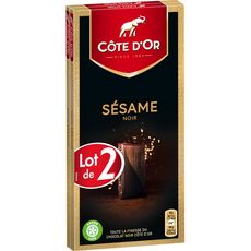 COTE D'OR Tablette chocolat noir au sésame 2 tablettes 2x100g