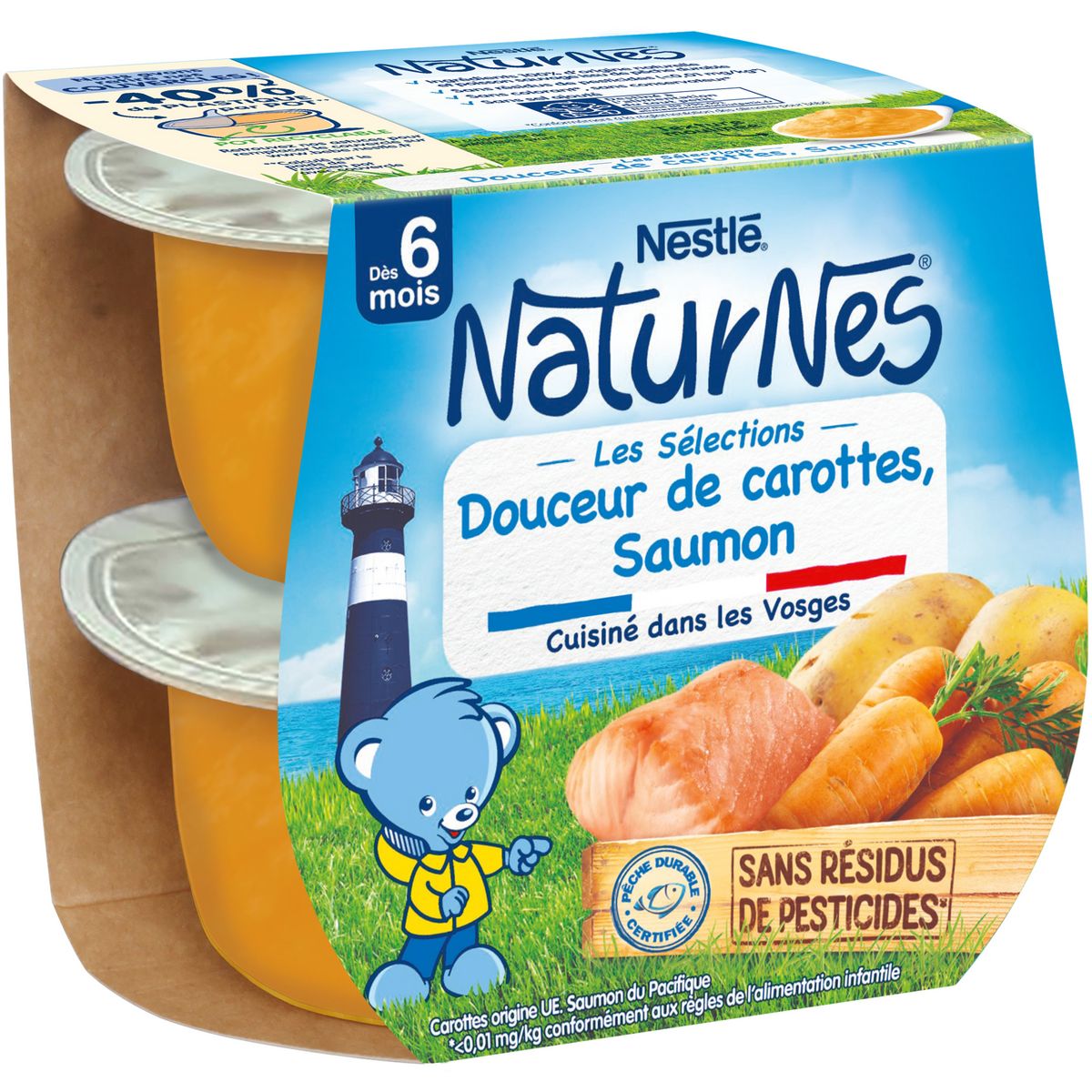 NESTLE Naturnes bol douceur de carottes et saumon dès 6 mois 2x200g