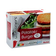 AUCHAN Potatoes burger 4 pièces 680g