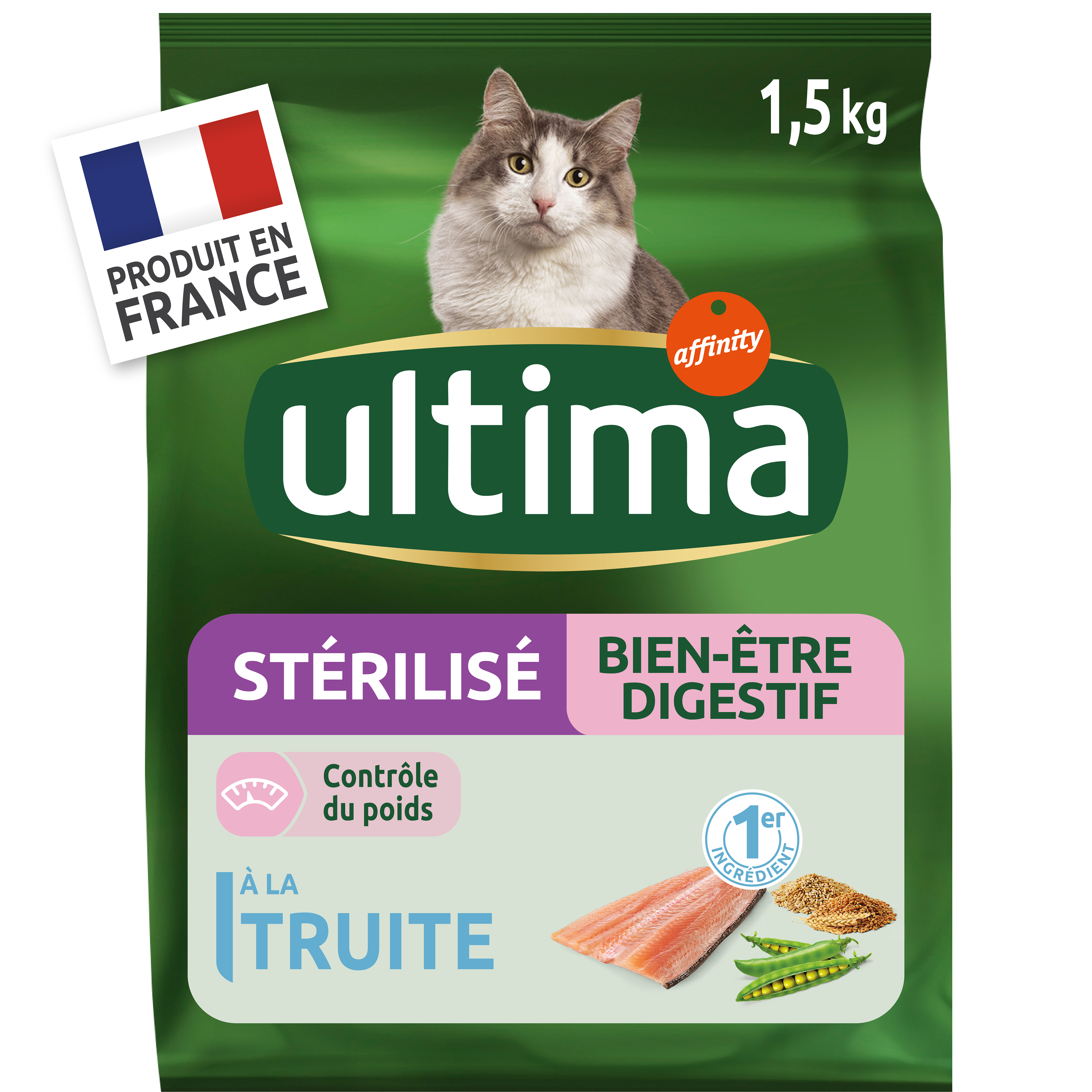 Croquettes chat stérilisé - Purina One - Poisson de mer - 1,5 kg