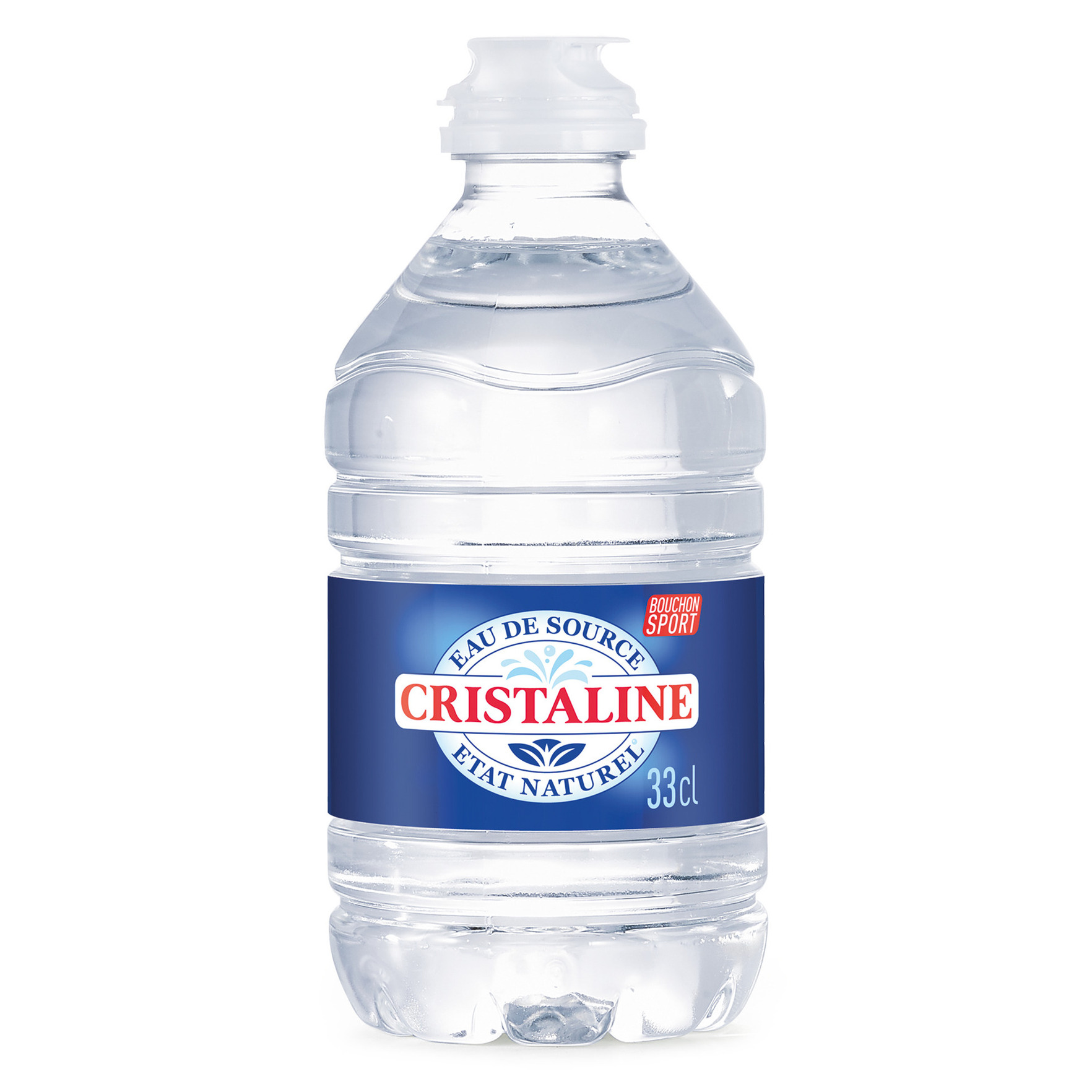 CRISTALINE Eau de source plate bouchon sport 33cl pas cher 