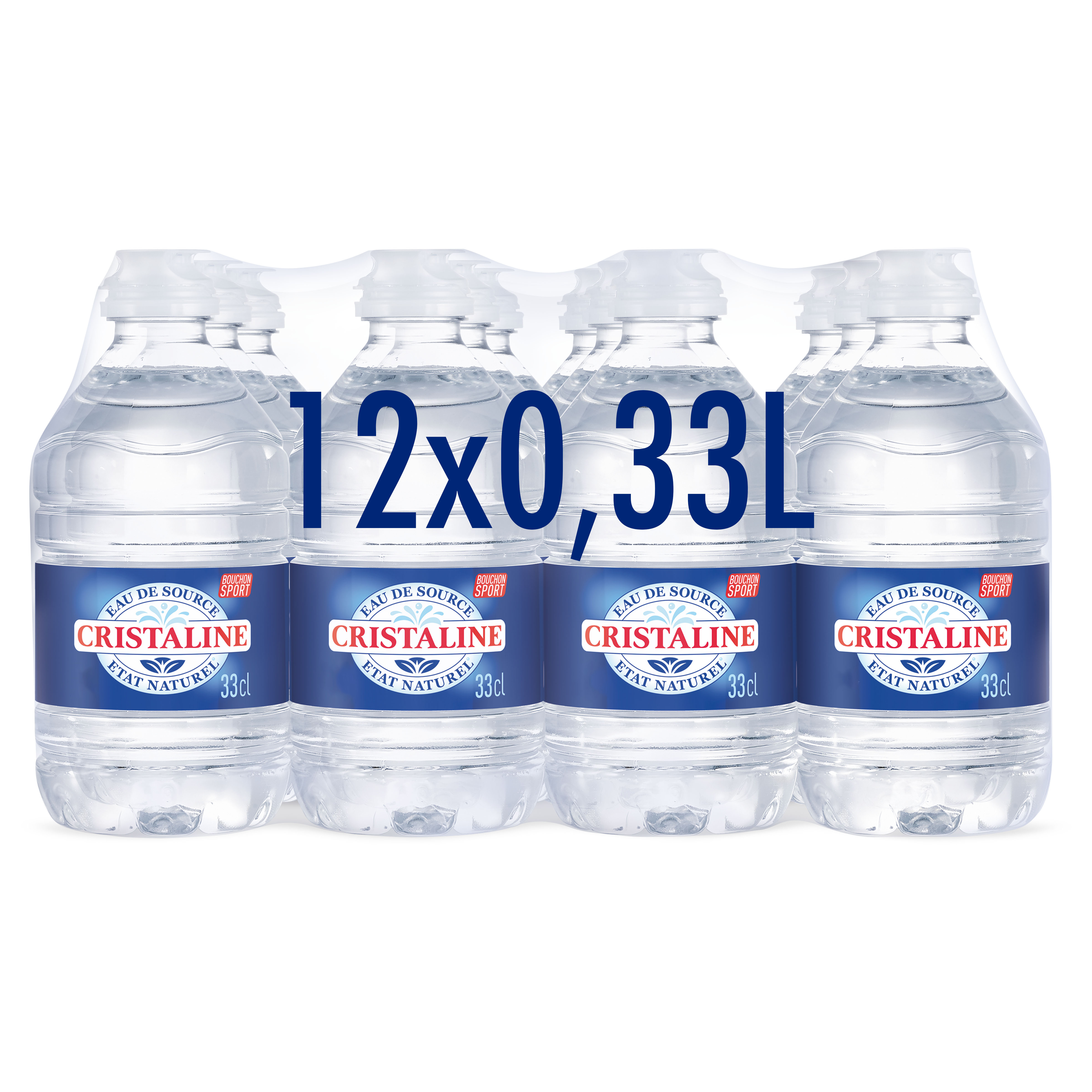 Eau Cristaline, pack de 24 bouteilles, lot de 24 x 50 cl