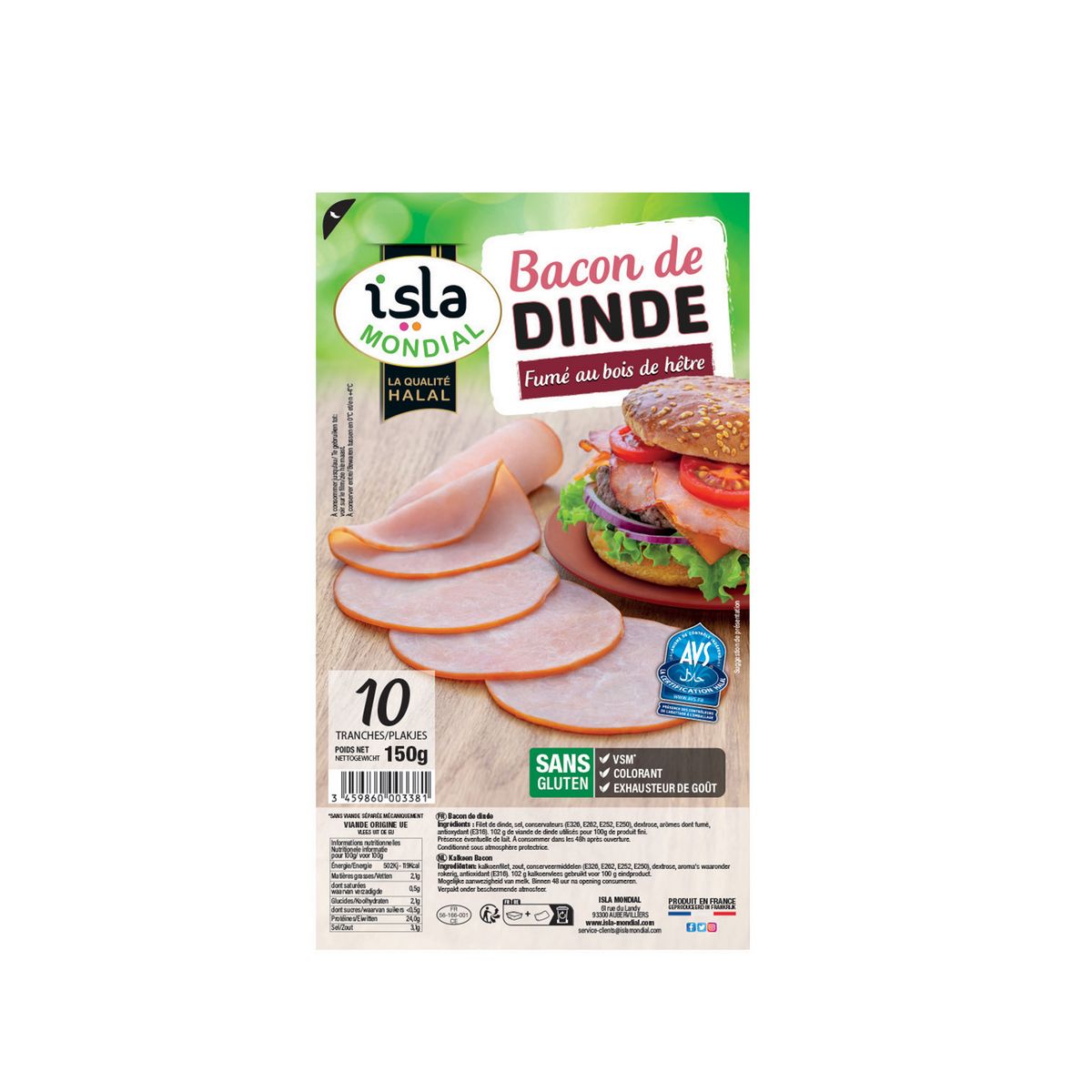 Lardons de dinde fumés Halal AVS - Isla Mondial