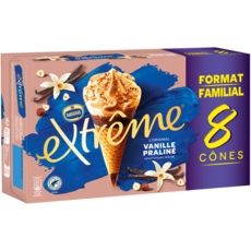 EXTREME Cônes glacées vanille praliné 8 pièces 568g