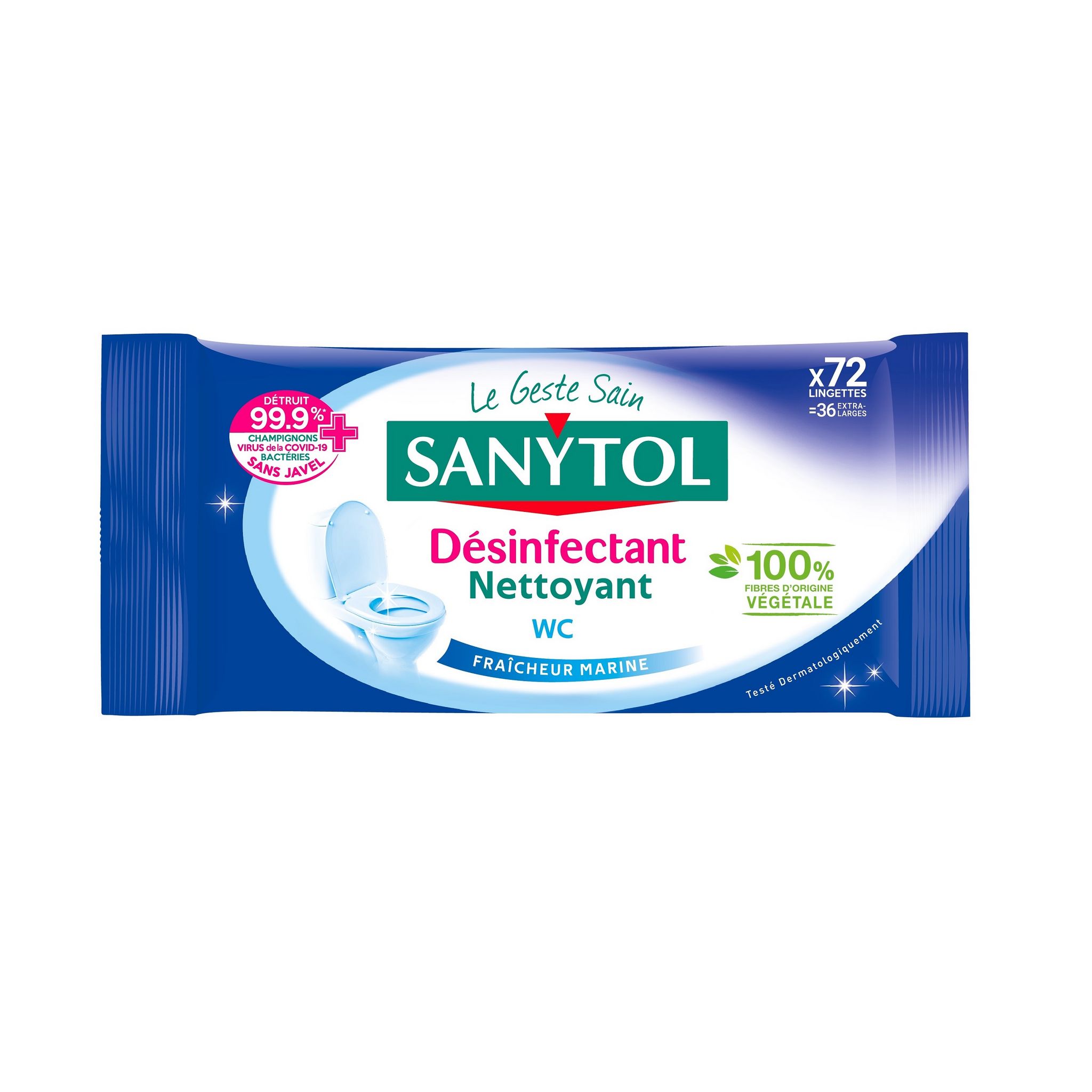 SANYTOL Lingettes WC désinfectantes biodégradables 72 lingettes pas cher 