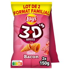 LAY'S 3 D's biscuits soufflés bugles goût bacon 2x150g