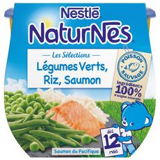 NESTLE Petits pots légumes verts riz saumon dès 12 mois 2x200g