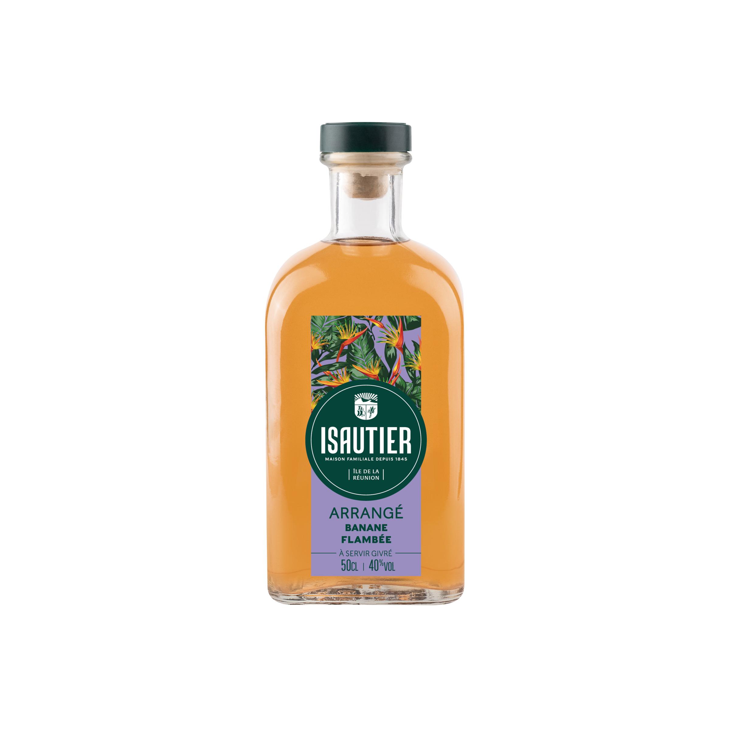 ISAUTIER Boisson à base de rhum banane flambée 40% 50cl pas cher