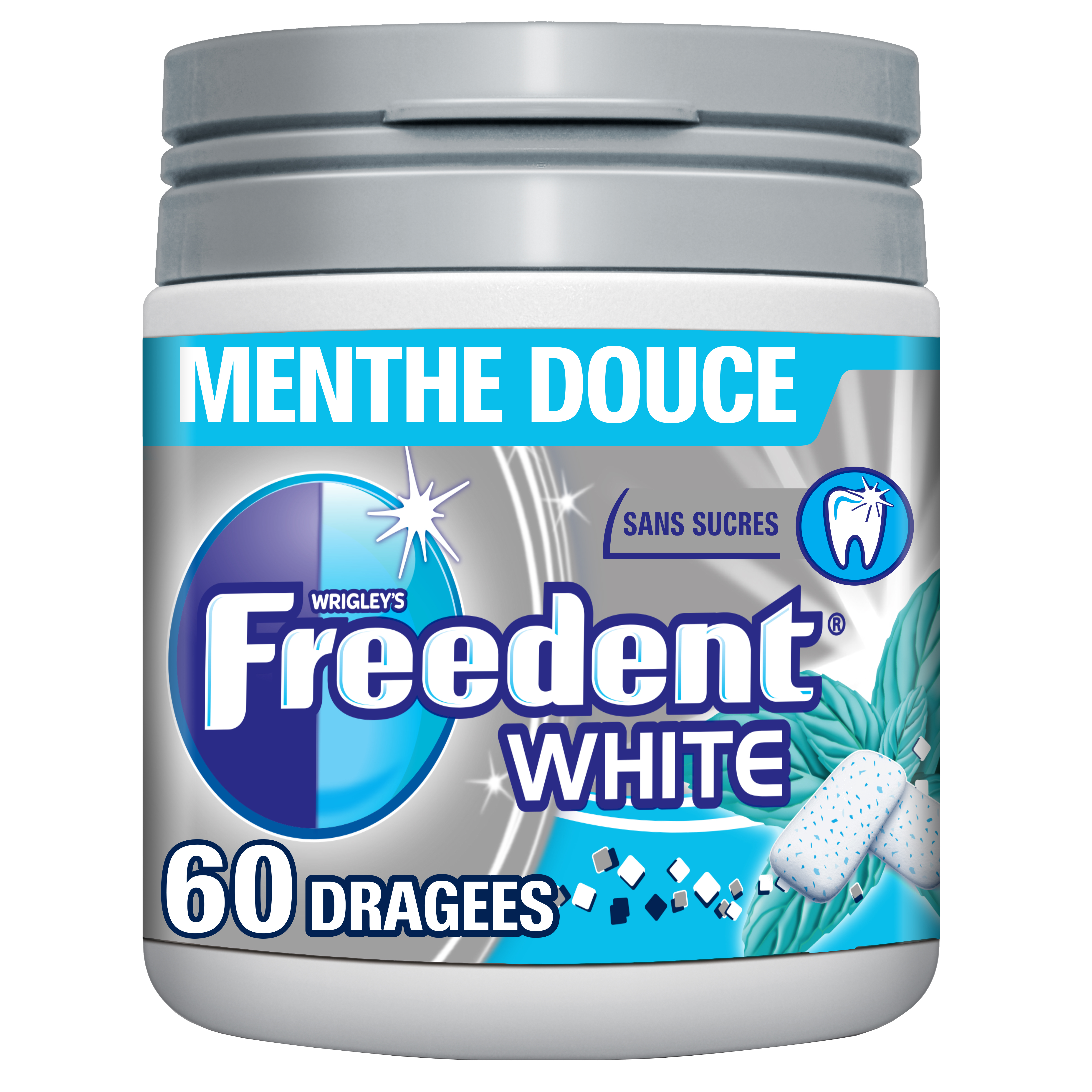 FREEDENT Chewing-gums box sans sucres menthe verte 60 dragées 84g