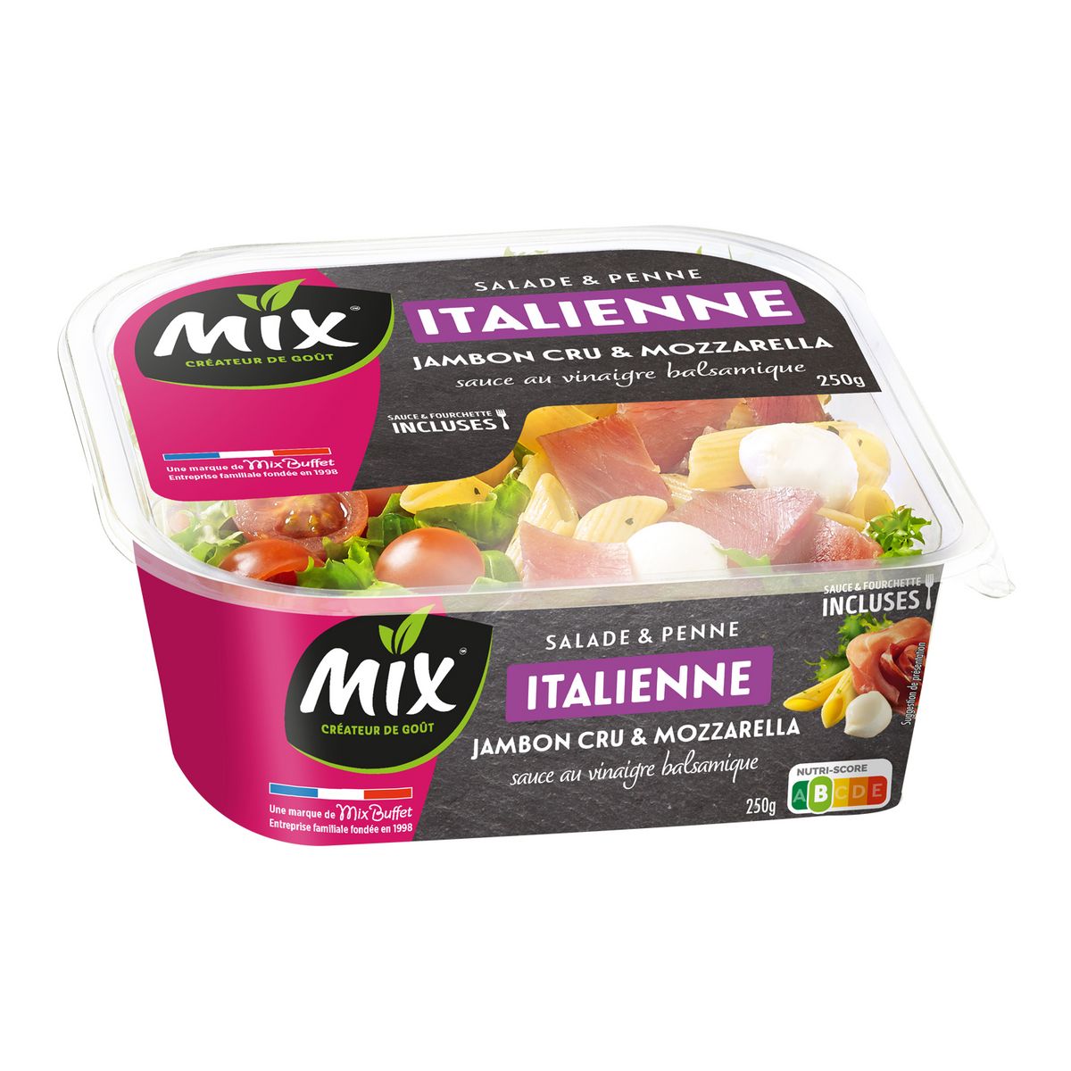 MIX Salade & penne à l'italienne jambon sec mozzarella vinaigrette balsamique 1 portion 250g