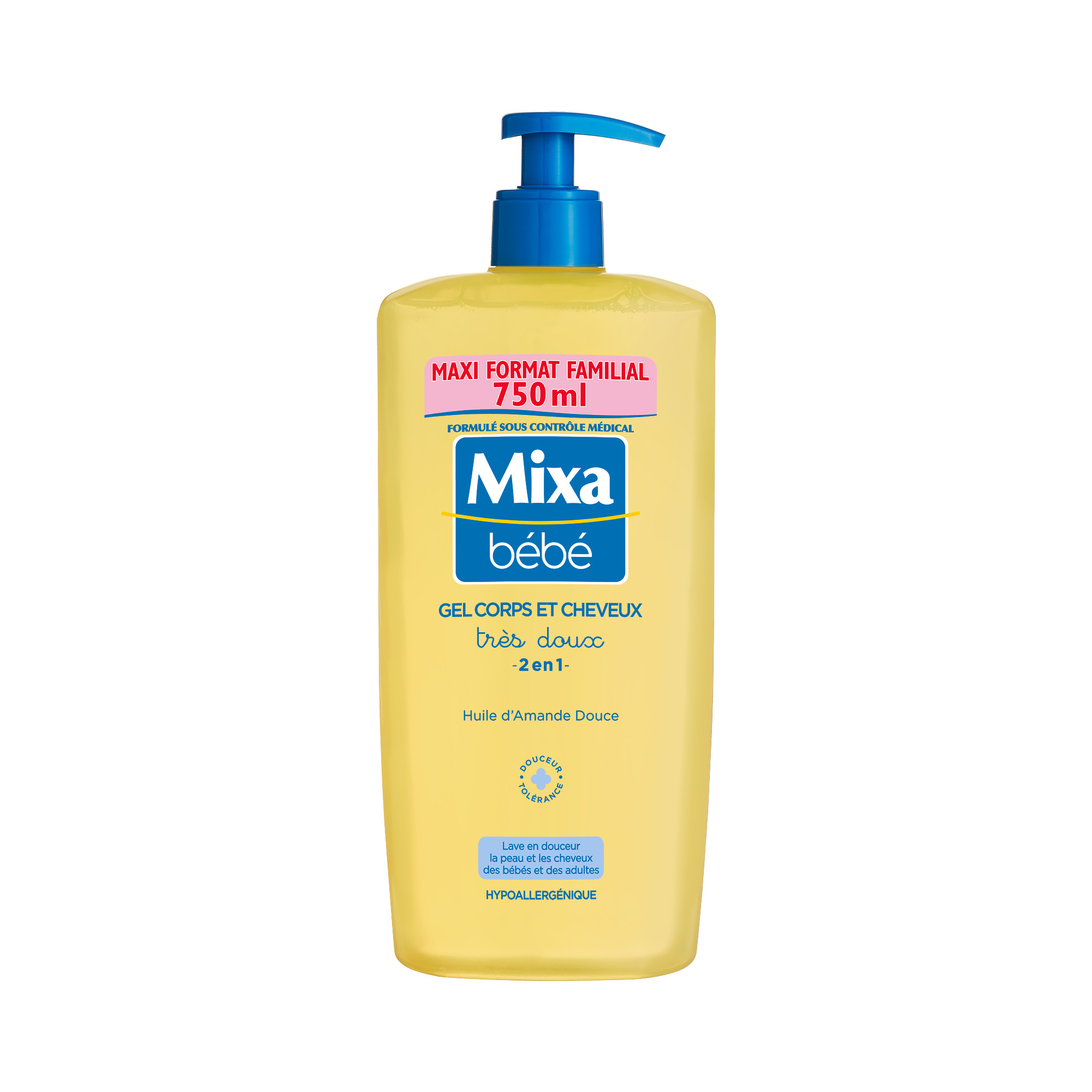 MIXA BEBE Gel très doux corps et cheveux à l'huile d'amande douce 750ml pas  cher 