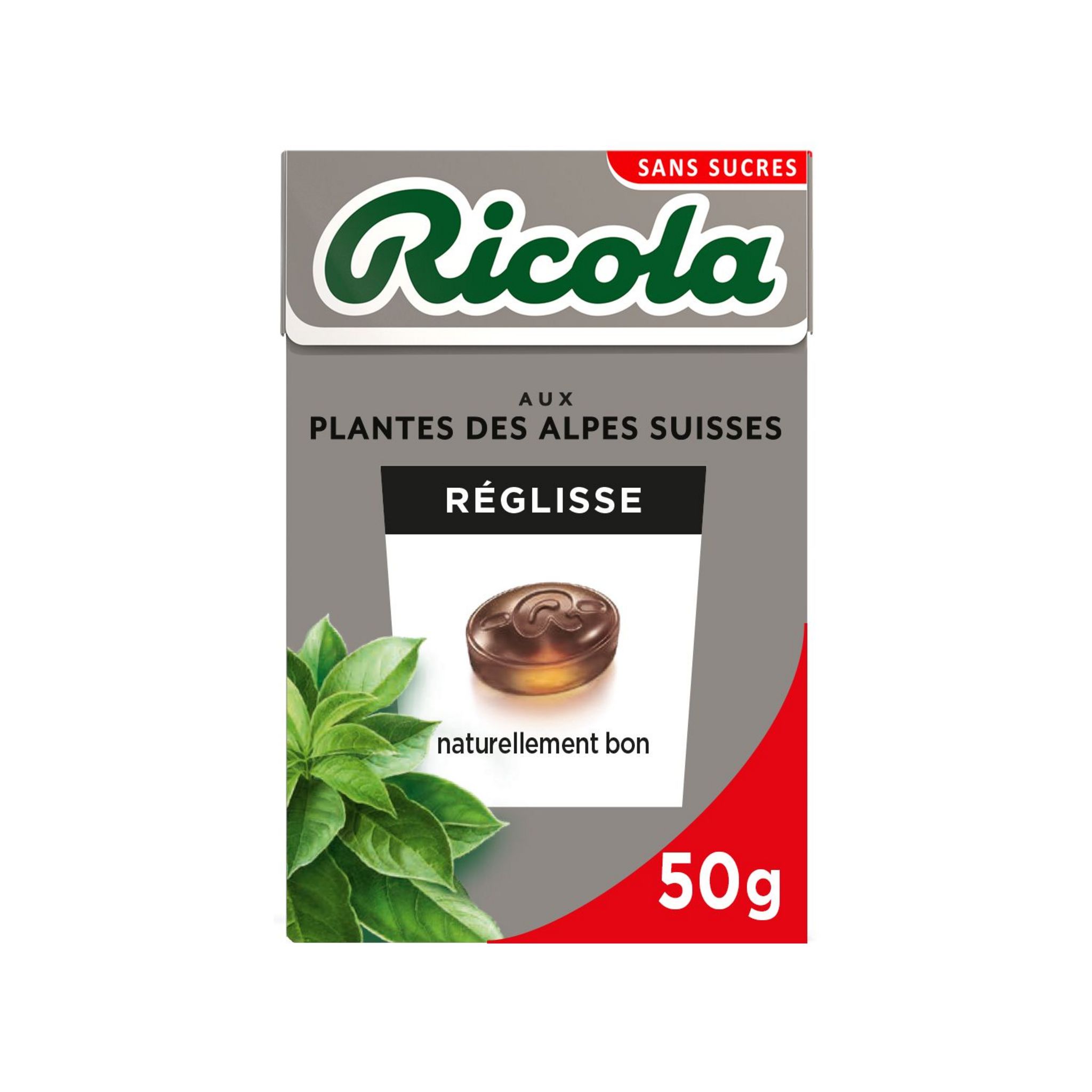 RICOLA Bonbons suisses aux plantes sans sucres saveur réglisse 50g pas cher  