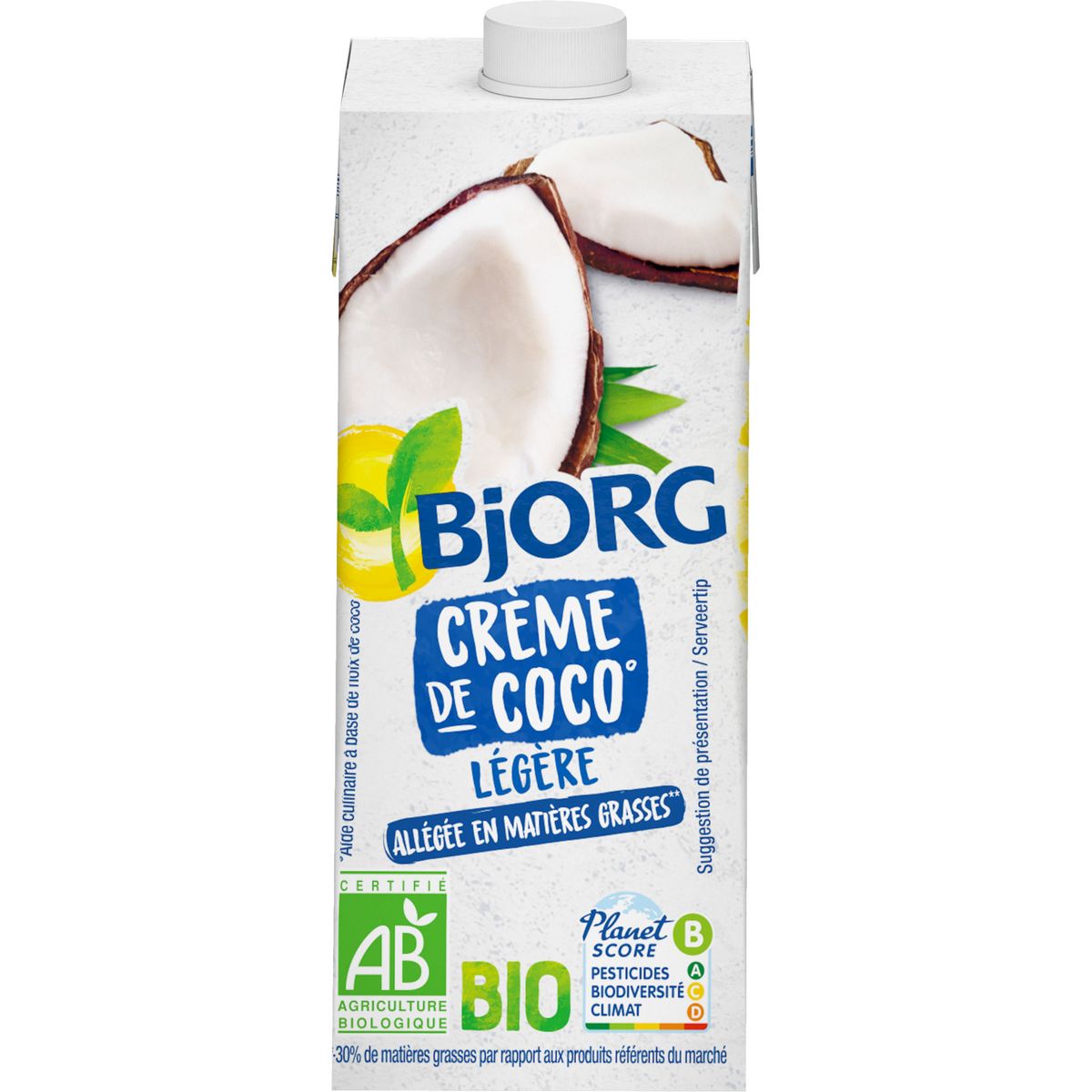 BJORG Crème de coco bio légère 20cl pas cher 