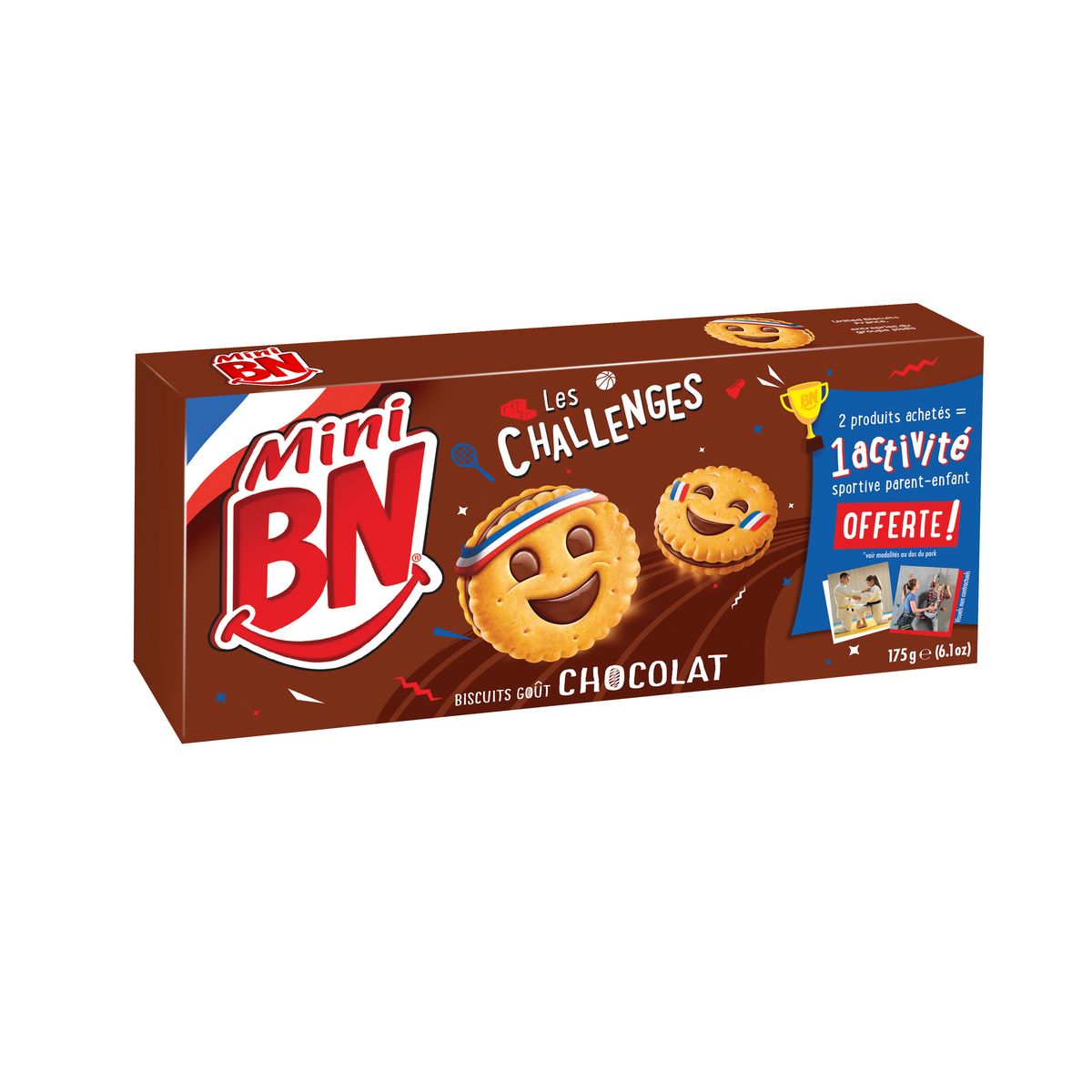 BN Biscuits mini goût chocolat 5x5 biscuits 175g pas cher 