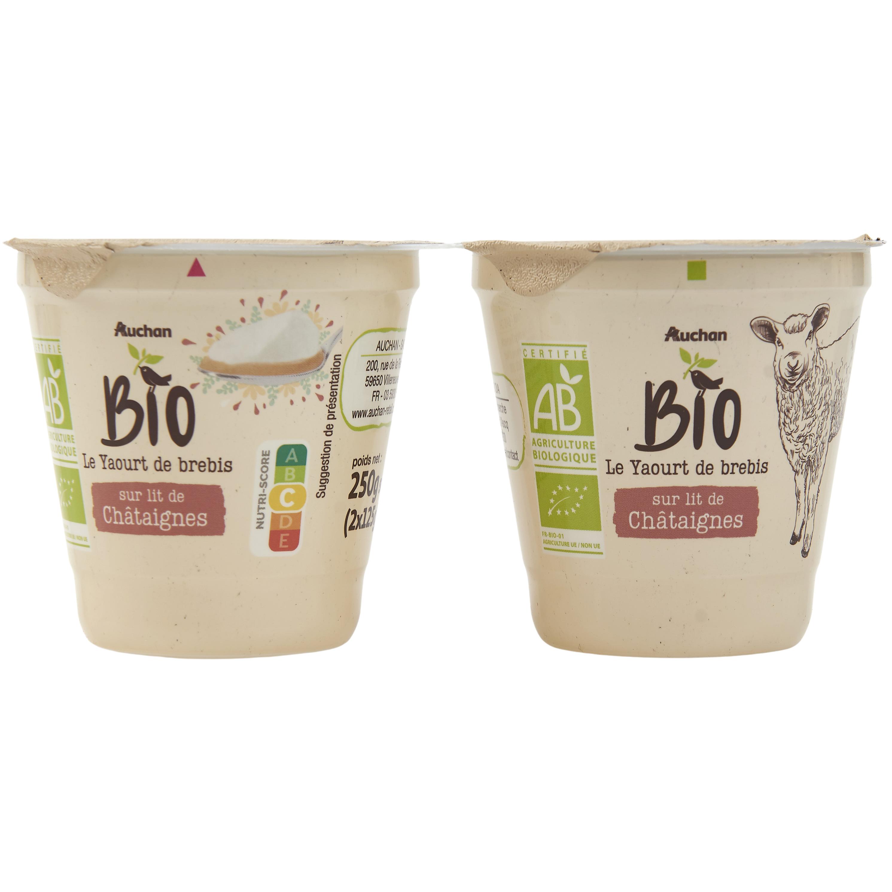 AUCHAN BIO : Yaourts nature au lait de brebis bio 3% M.G - chronodrive