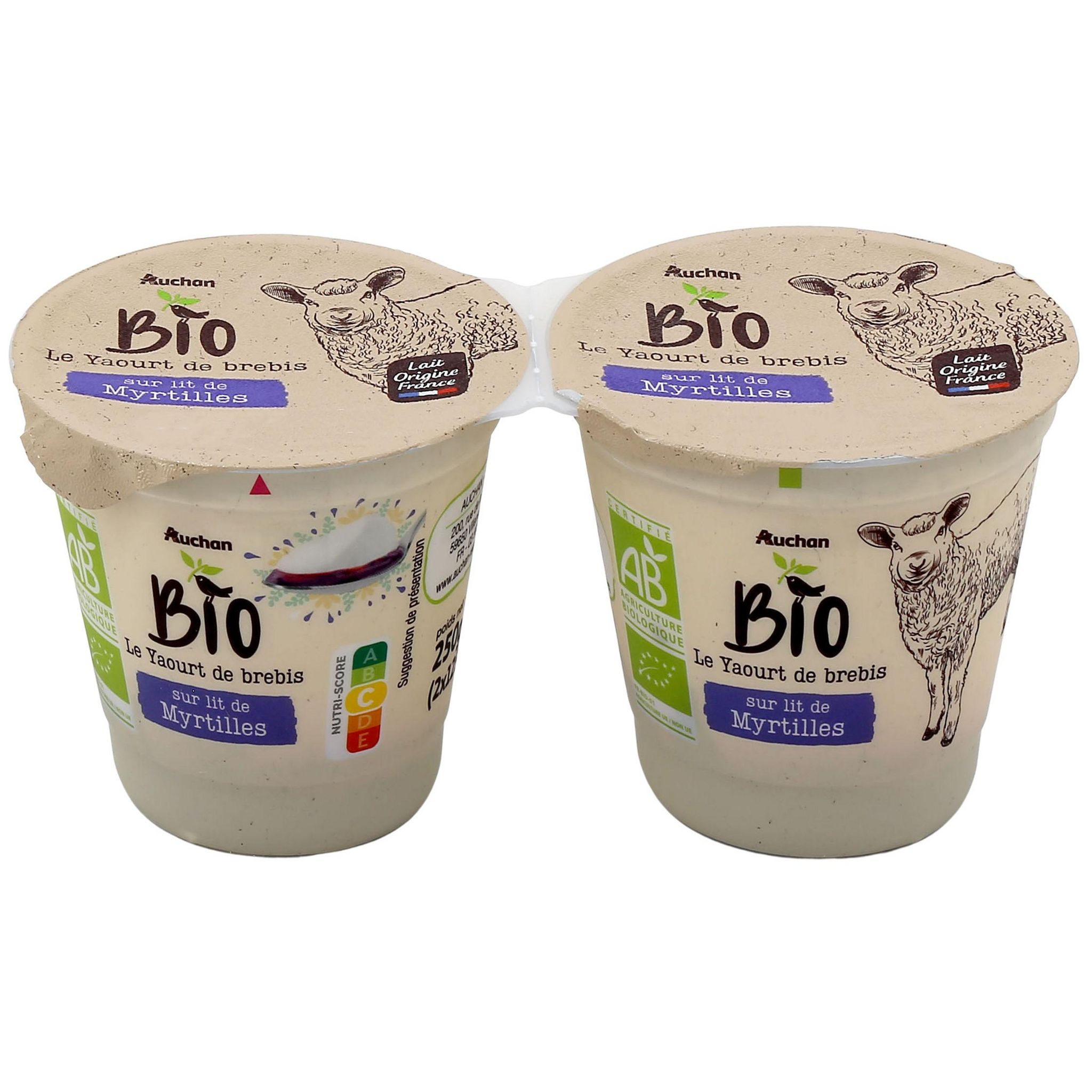 AUCHAN BIO Yaourt au lait de brebis nature 2x125g pas cher 