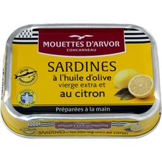 MOUETTES D'ARVOR Sardines à l'huile d'olive vierge extra et au citron 115g