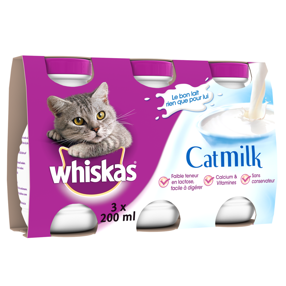 WHISKAS Cat milk bouteilles lait pour chat 3x200ml