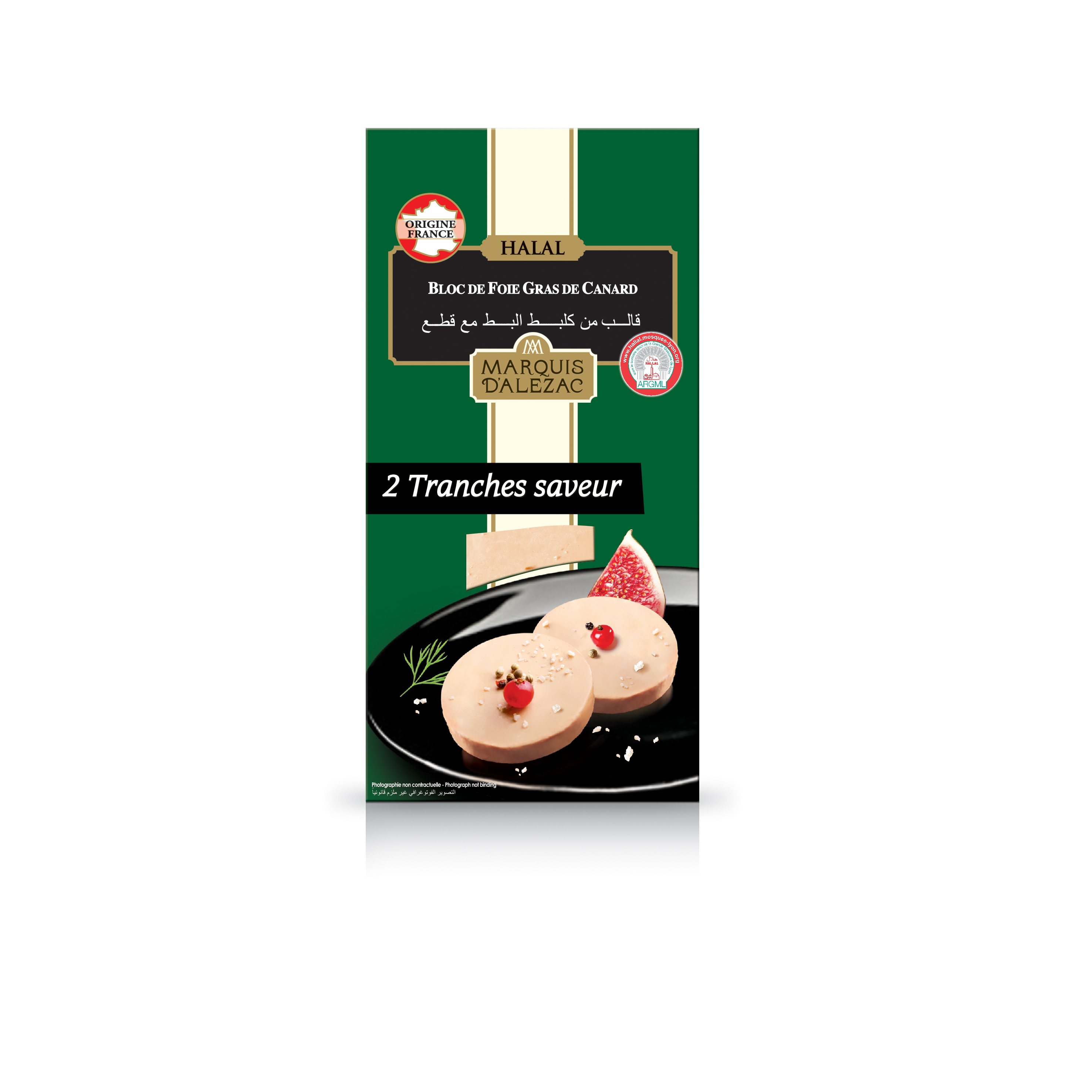MARQUIS D ALEZAC Bloc de foie gras de canard halal 2 pièces 75g pas cher 
