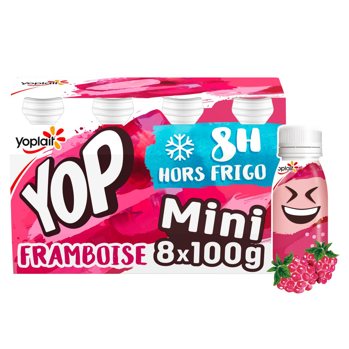 Yaourt à boire aux fruits et aromatisé à la fraise 8x100g - Super