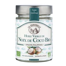 LA TOURANGELLE Huile vierge de noix de coco bio extraite à froid cuisine et cosmétique 31,4cl