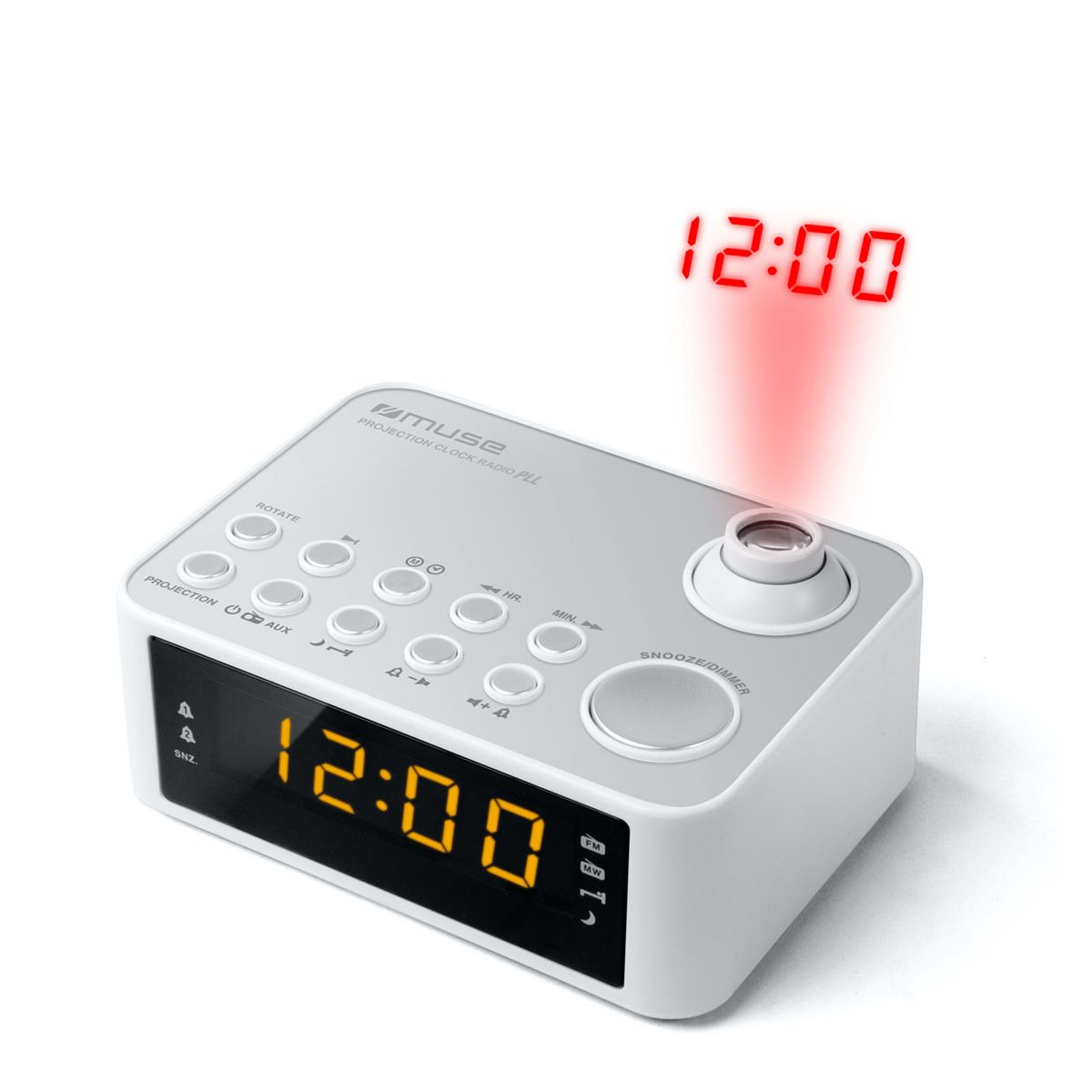 Radio Réveil Projection, Réveil Projecteur Plafond avec Radio FM Réveil  Snooze, Horloge à Projection Heure