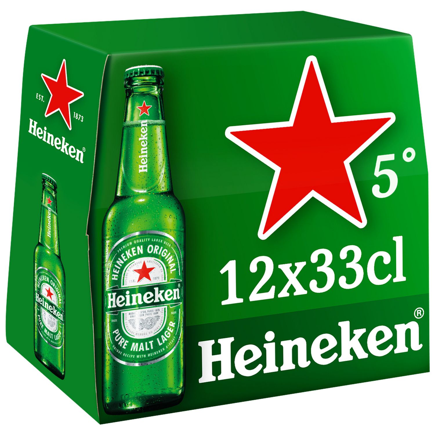 HEINEKEN Bière blonde 5% bouteilles 18x25cl pas cher 