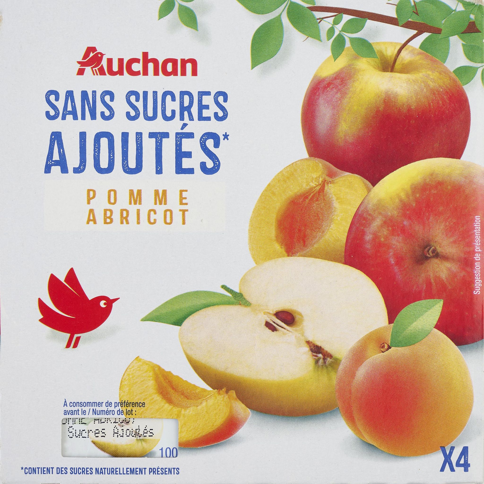 AUCHAN Spécialité pomme sans sucres ajoutés 4x97g pas cher 