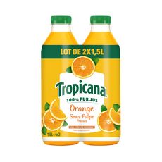 TROPICANA Jus pure premium 100% orange sans pulpe 2x1,5l