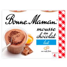 BONNE MAMAN Mousse au chocolat au lait aux œufs frais 4x50g