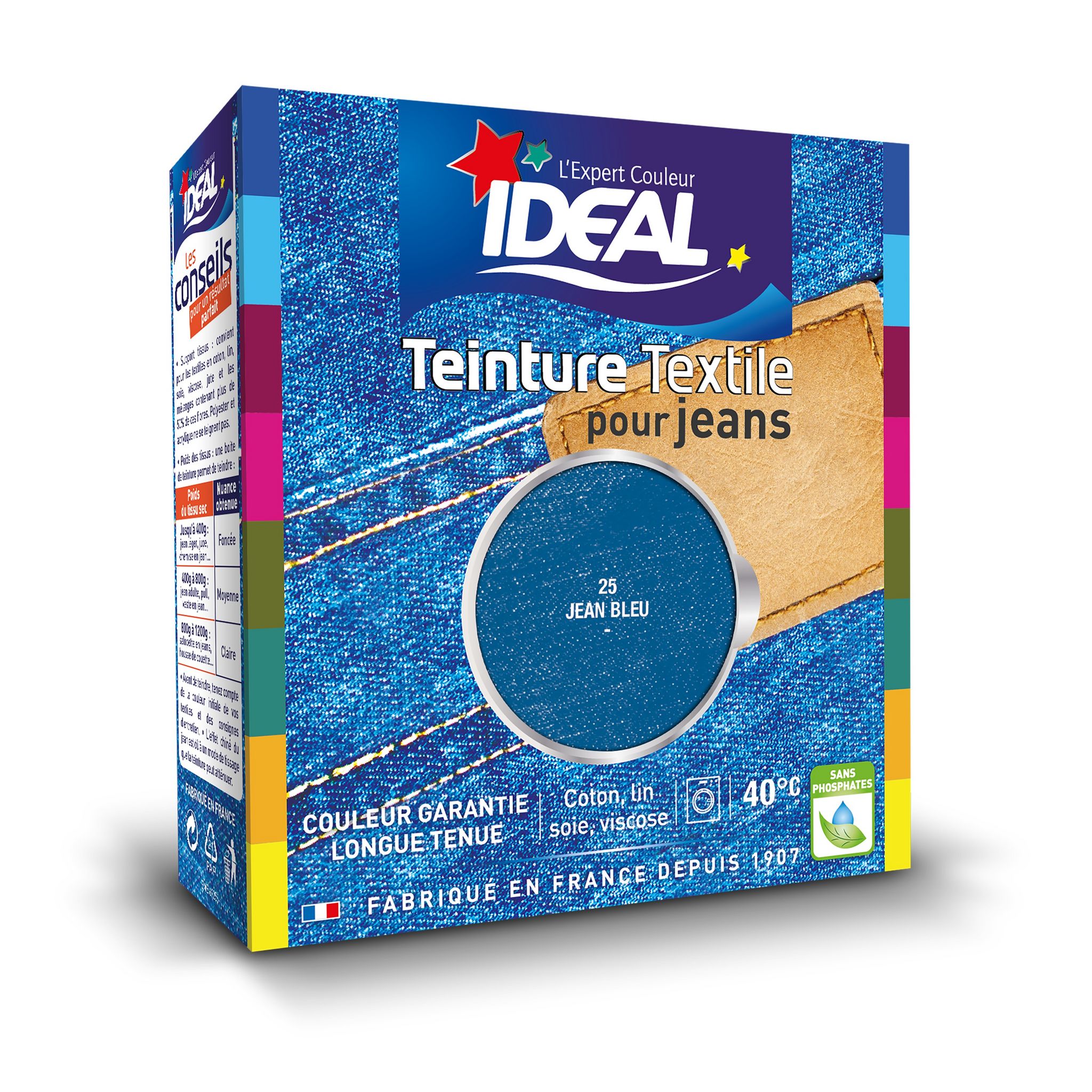 Teinture Tissu Idéal liquide - Bleu jean - 40 ml - Teinture coton