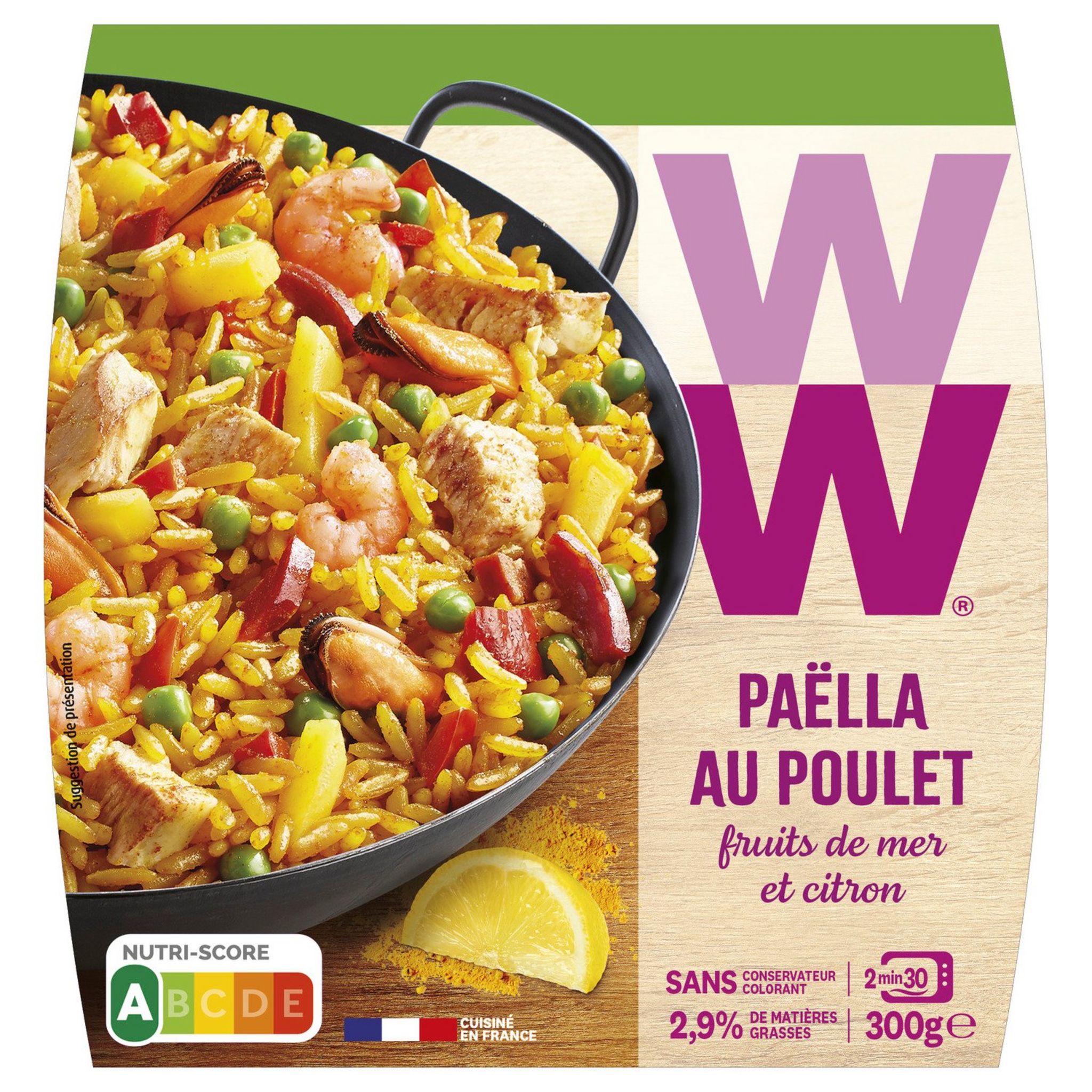 WEIGHT WATCHERS Paëlla poulet fruits de mer citron 300g pas cher